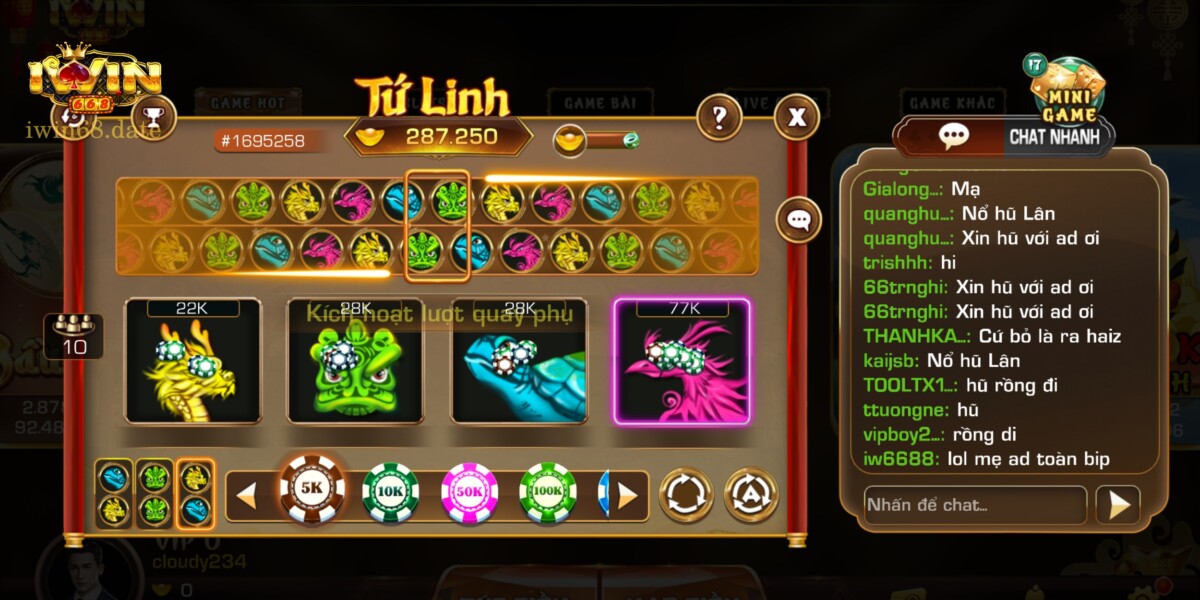 Tứ linh Iwin68 là trò chơi xu hướng hiện nay